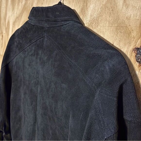 Vintage William Barry Black Suede Leather Button Up Rancher Chore Jacket Sz L - Picture 4 of 6